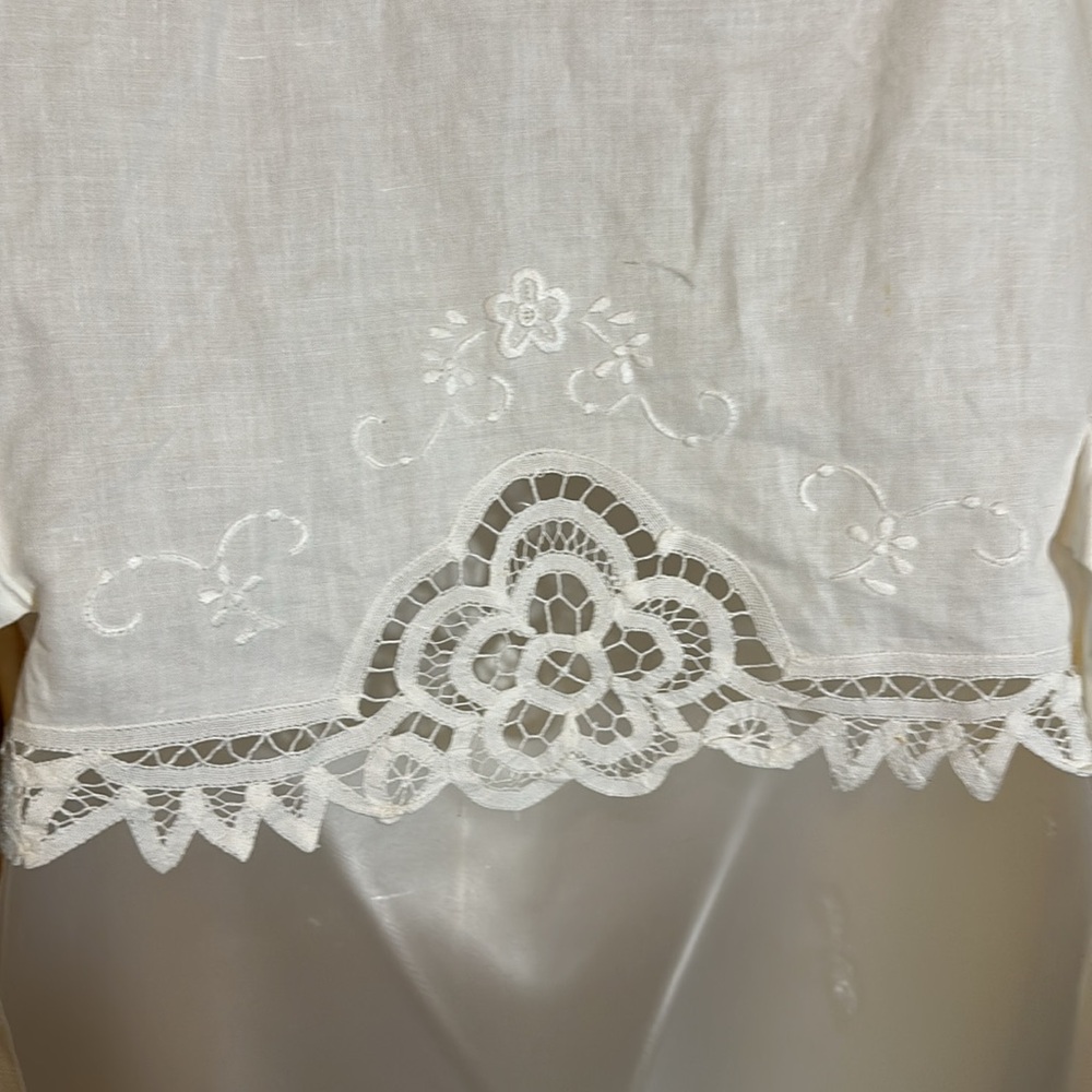 Wimpole Street Vintage 1990s Y2K Crisp White Linen Cotton Lace Vest Large? - Picture 11 of 15